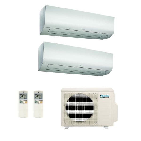 "Daikin 2MXM40A outdoor unit with two FTXP20M9 wall-mounted indoor units for dual-zone air conditioning.