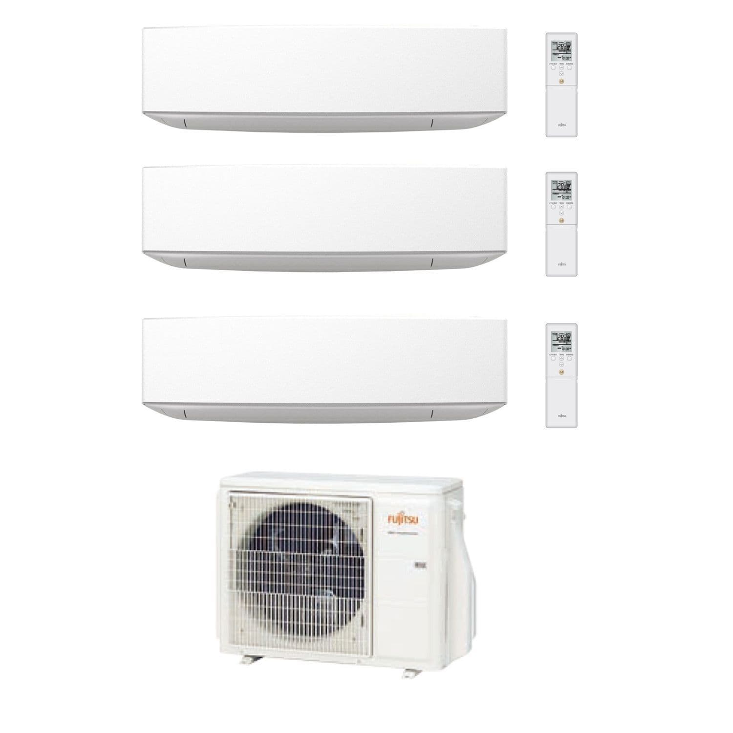 Fujitsu multi split system with triple wall mounted indoors units