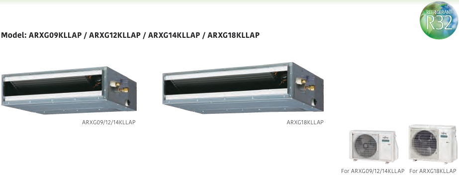 Size difference of ARXG09/12/14KLLAP compares to ARXG18KLLAP
